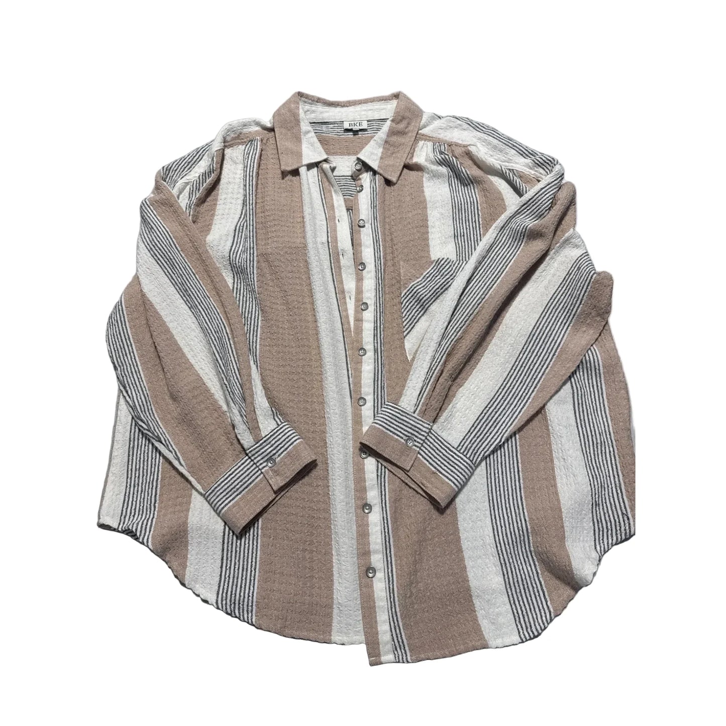 Top Long Sleeve By Bke In Tan & White, Size: Xl