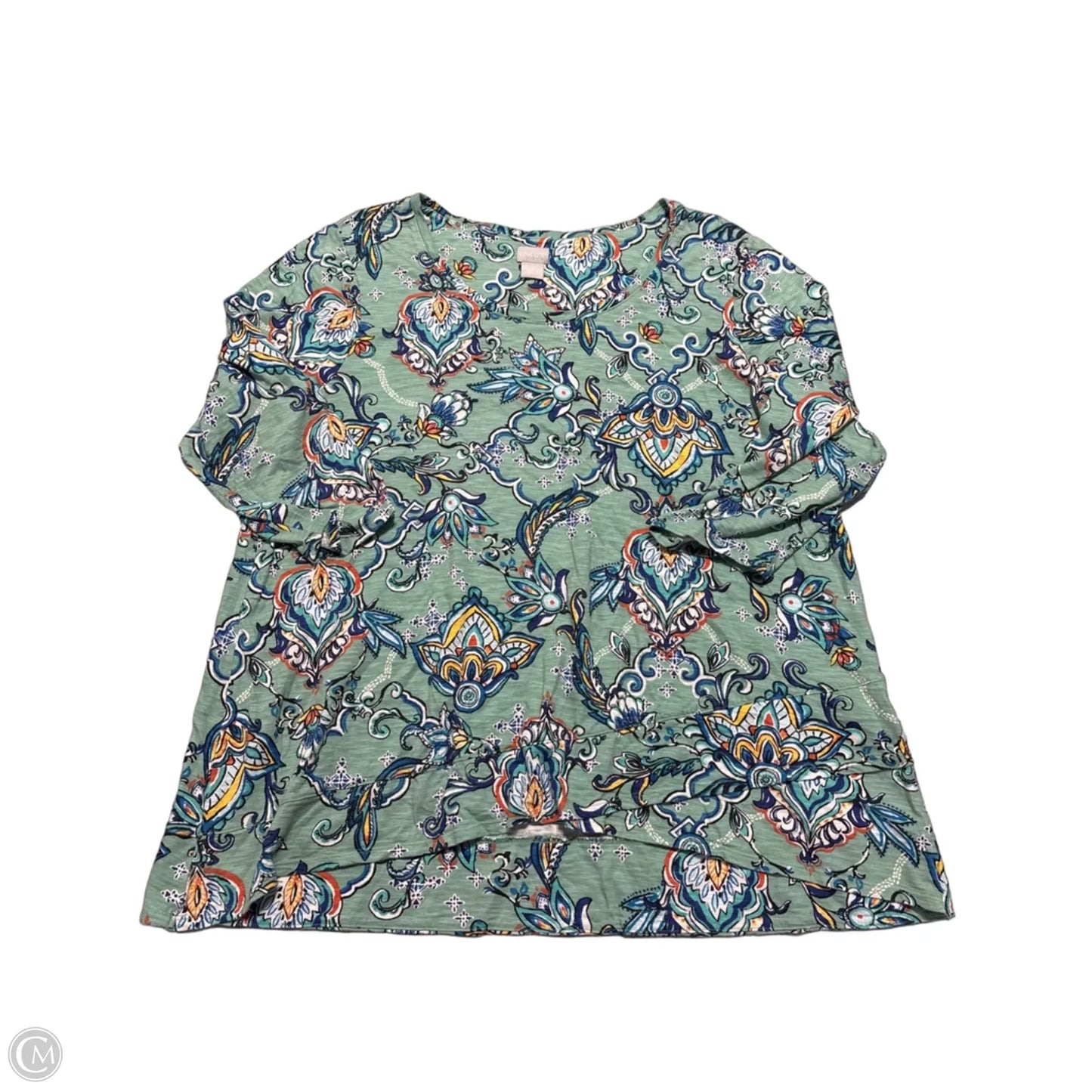 Top 3/4 Sleeve By Chicos In Green, Size: Xxl