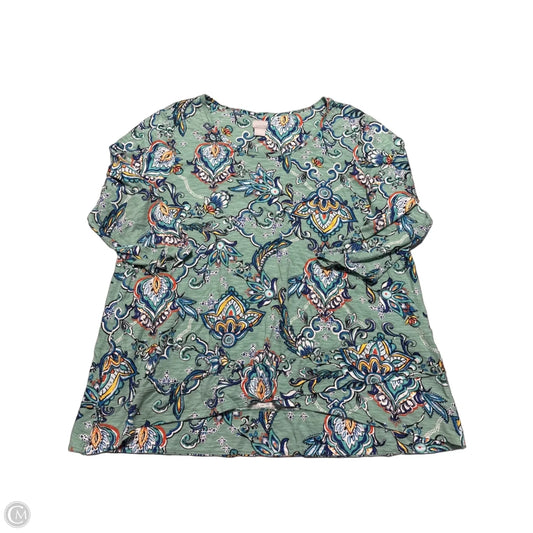 Top 3/4 Sleeve By Chicos In Green, Size: Xxl
