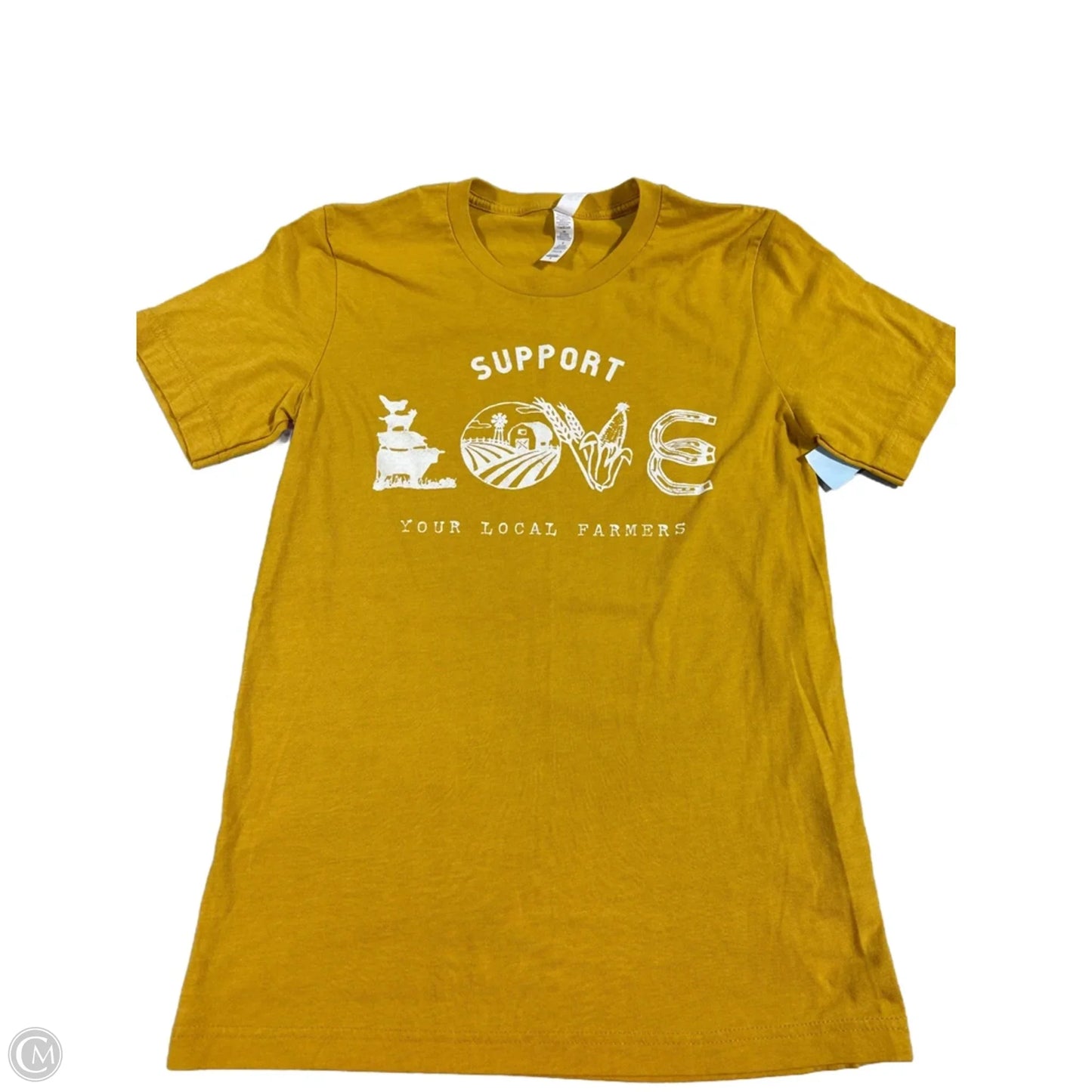 Top Short Sleeve By Bella + Canvas In Yellow, Size: S