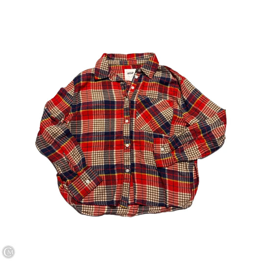 Top Long Sleeve By Aerie In Plaid Pattern, Size: Xs