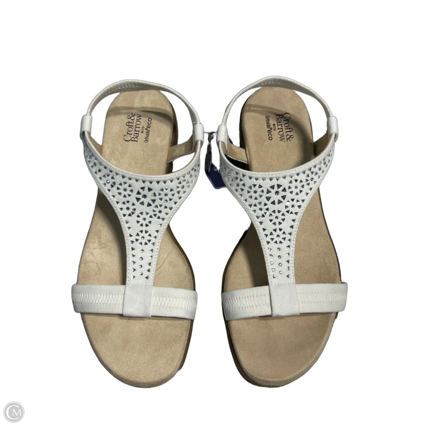 Sandals Flats By Croft And Barrow In Silver & White, Size: 9.5