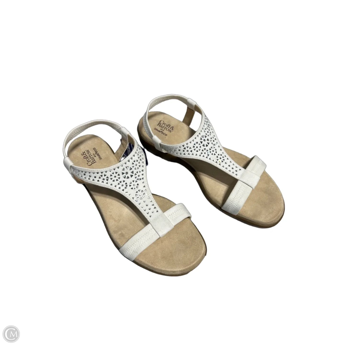 Sandals Flats By Croft And Barrow In Silver & White, Size: 9.5