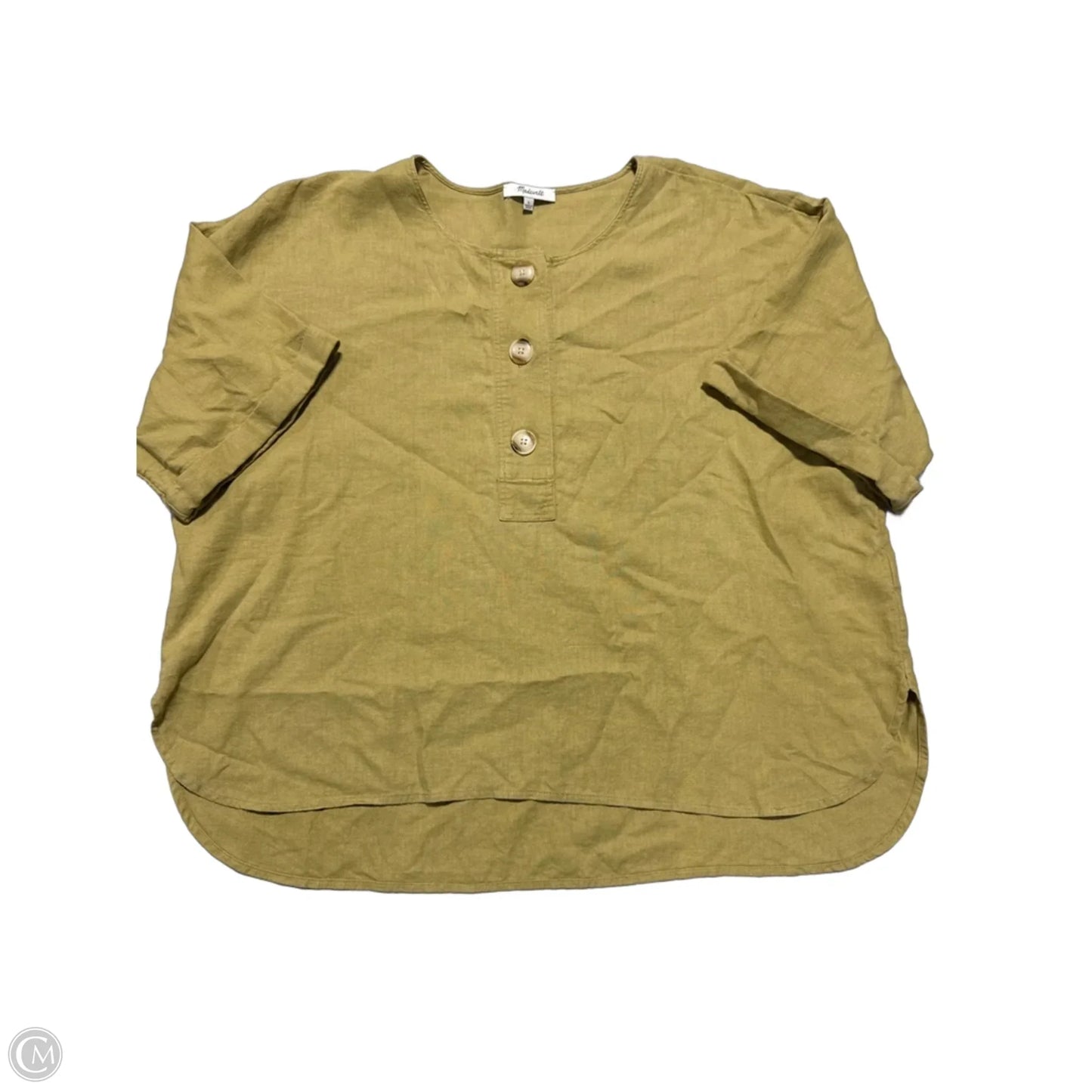Top Short Sleeve By Madewell In Yellow, Size: L