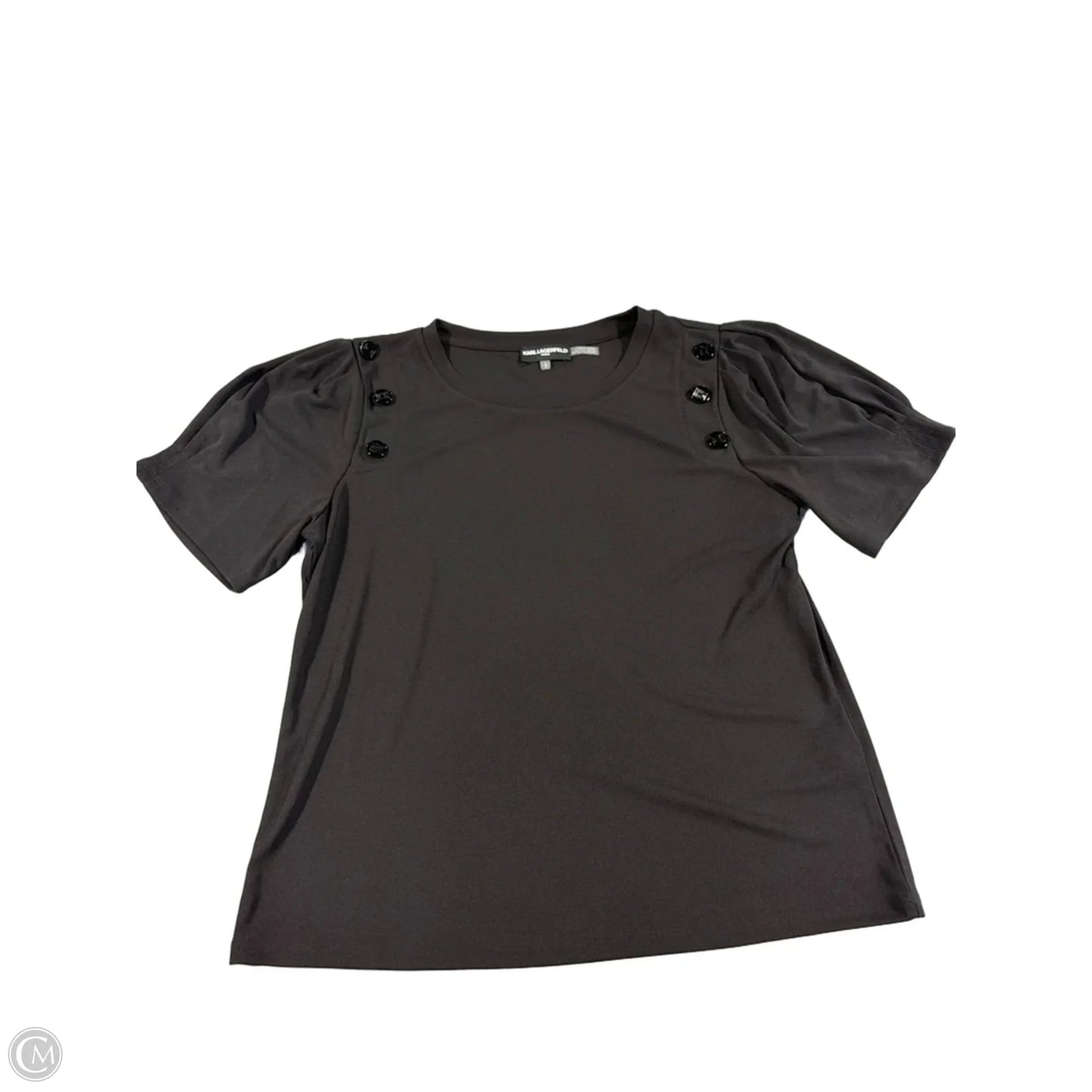 Top Short Sleeve Designer By Karl Lagerfeld In Black, Size: L