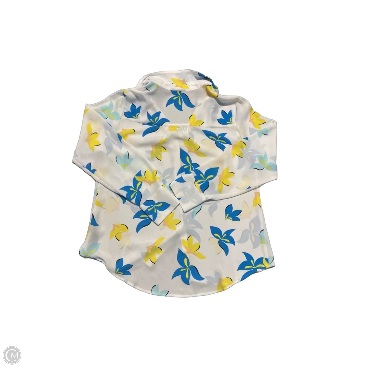 Top Long Sleeve By Worthington In White & Yellow, Size: Mp