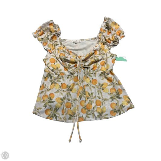 Top Short Sleeve By Cme In Yellow, Size: L