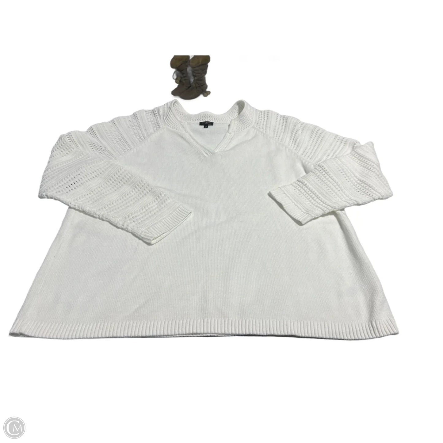 Top Long Sleeve By Talbots In White, Size: 2x