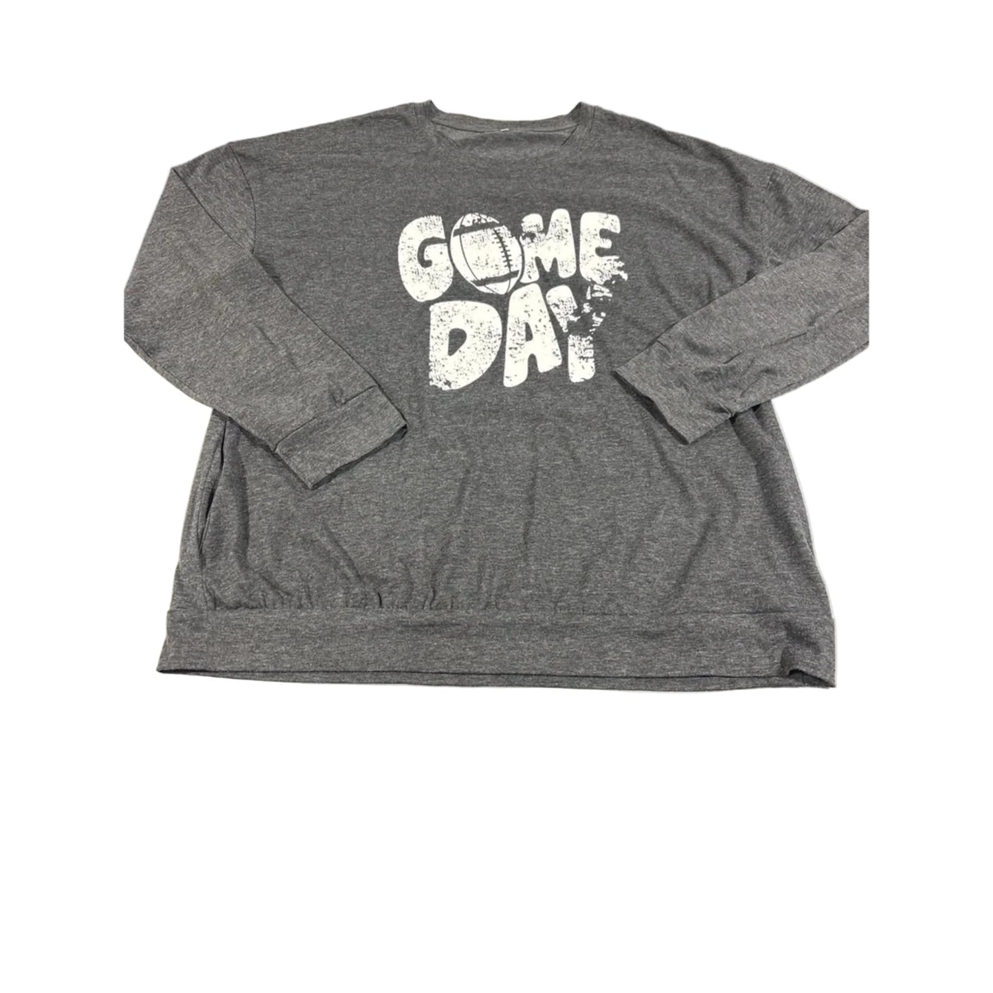 Top Long Sleeve By Cmb In Grey, Size: Xxl
