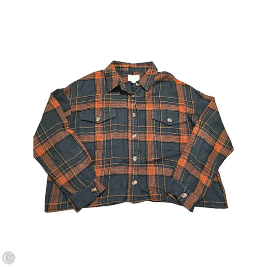 Top Long Sleeve By American Eagle In Plaid Pattern, Size: L