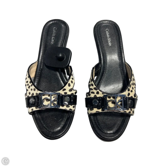 Shoes Heels Wedge By Calvin Klein In Animal Print, Size: 6.5