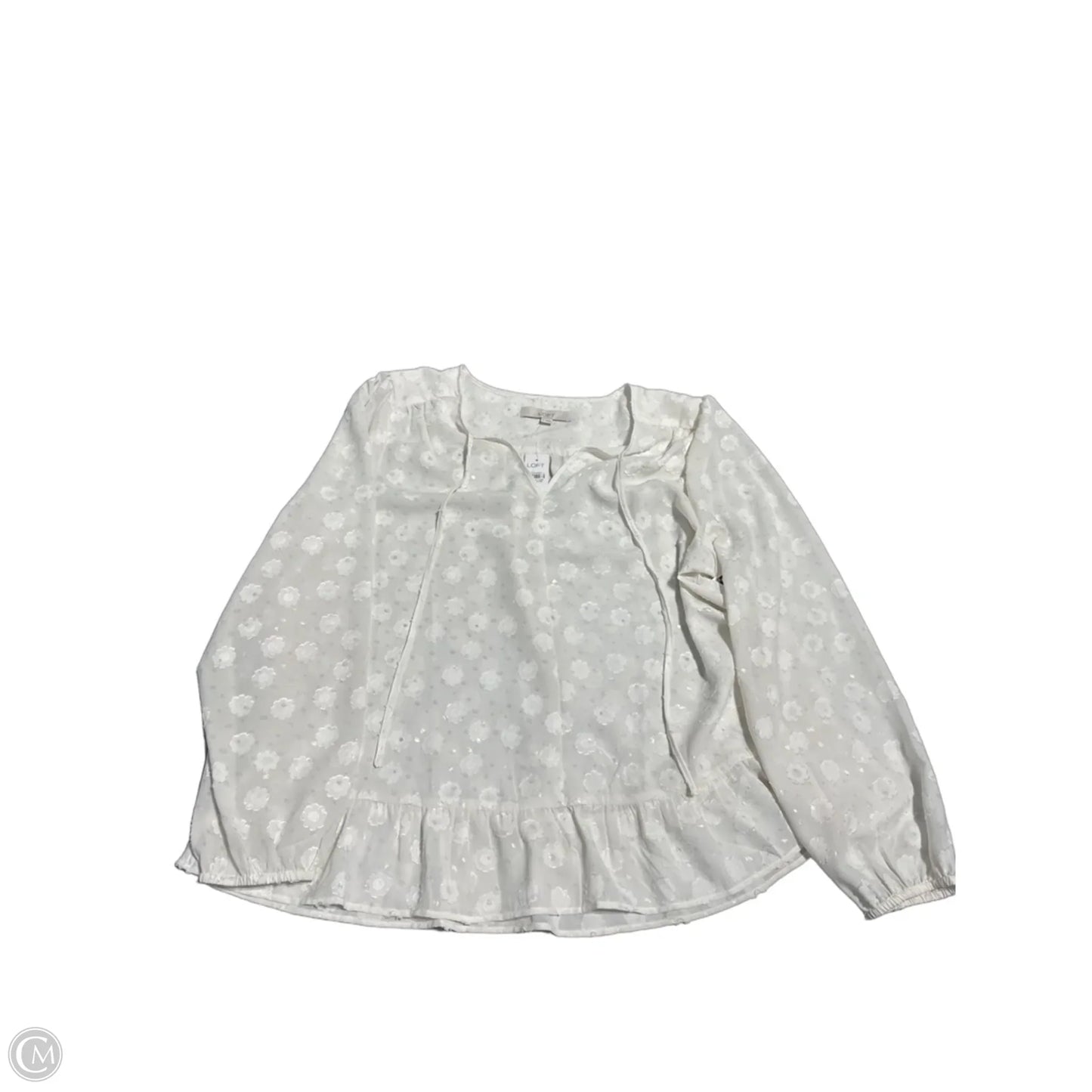 Top Long Sleeve By Loft In White, Size: Xl