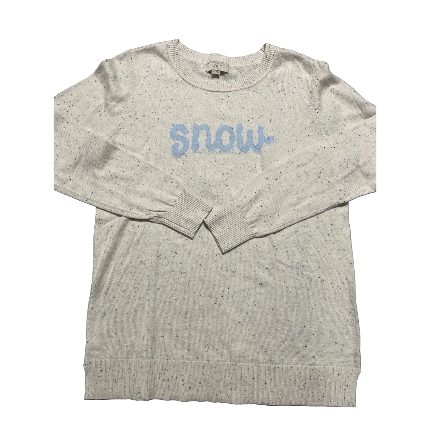 Sweater By Loft In Blue & Cream, Size: M