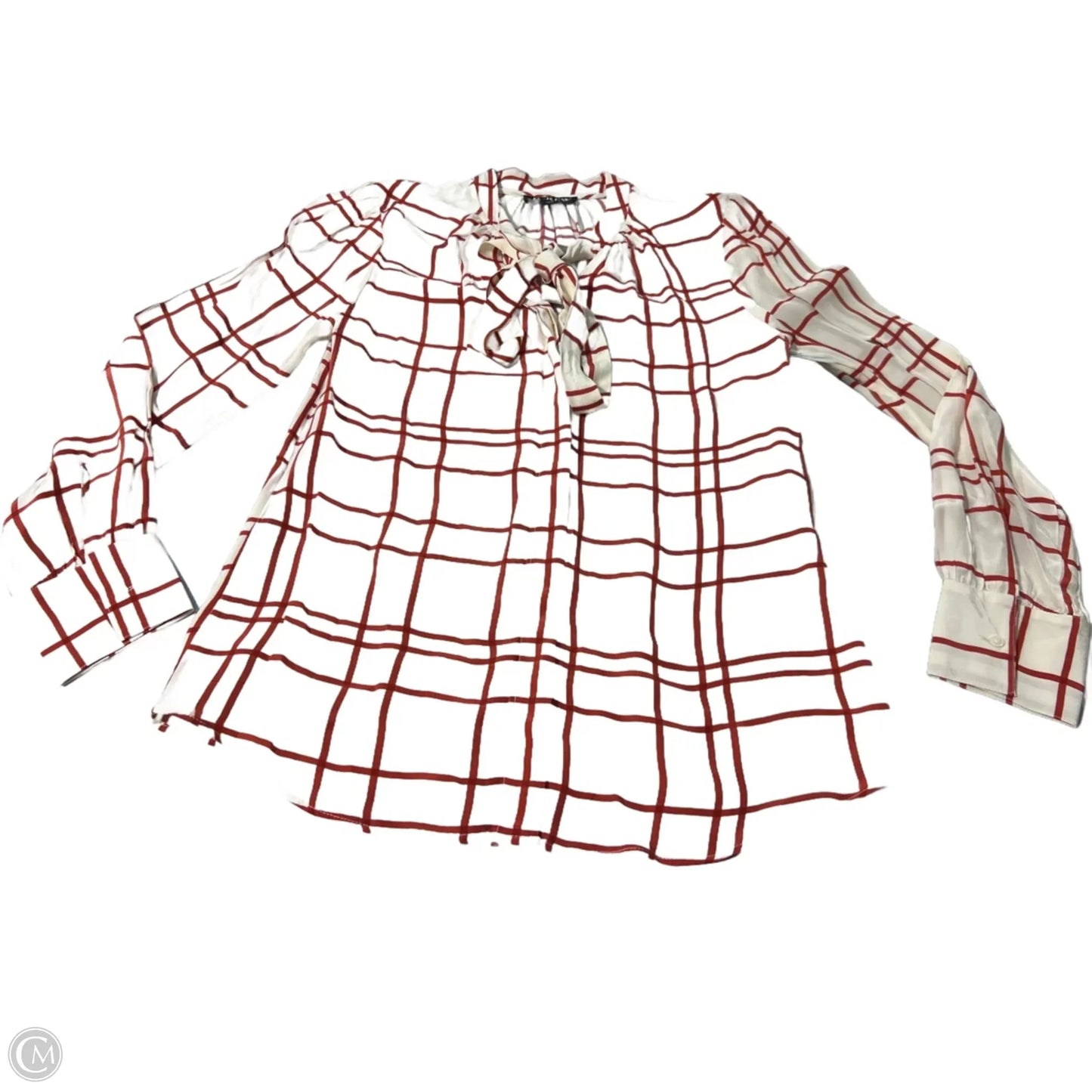 Blouse Long Sleeve By J. Crew In Plaid Pattern, Size: Xs