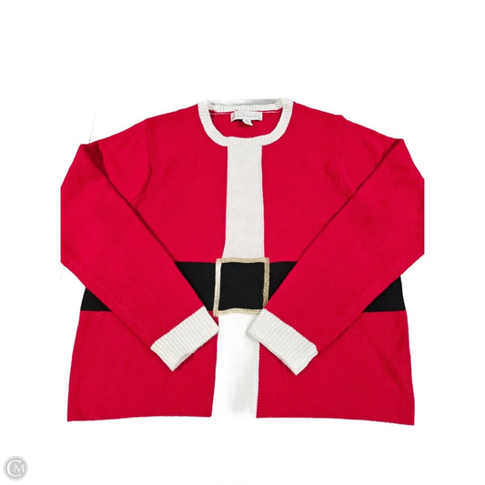 Sweater By Cme In Red & White, Size: L