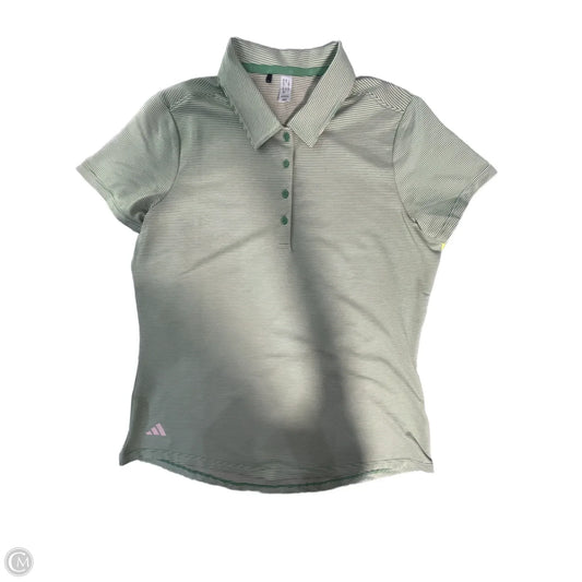 Athletic Top Short Sleeve By Adidas In Green, Size: M