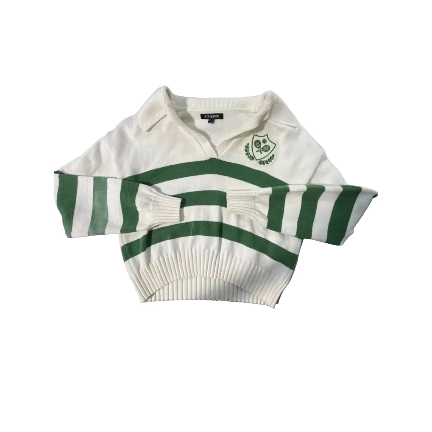 Sweater By Stateside In Green & White, Size: M