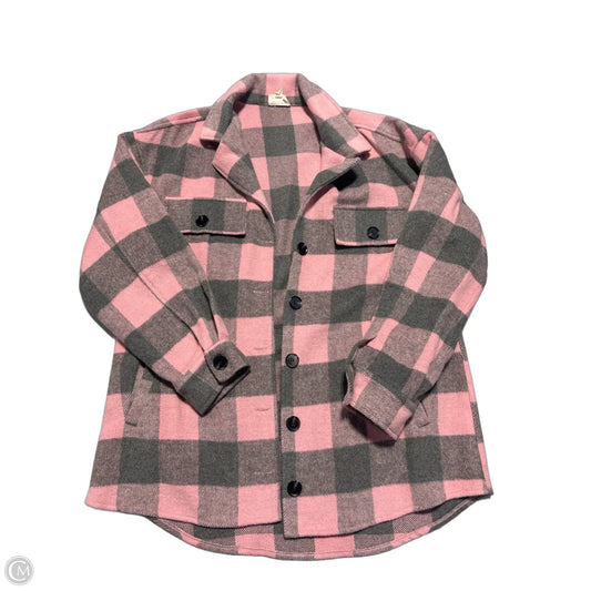 Jacket Shirt By Bibi In Green & Pink, Size: S