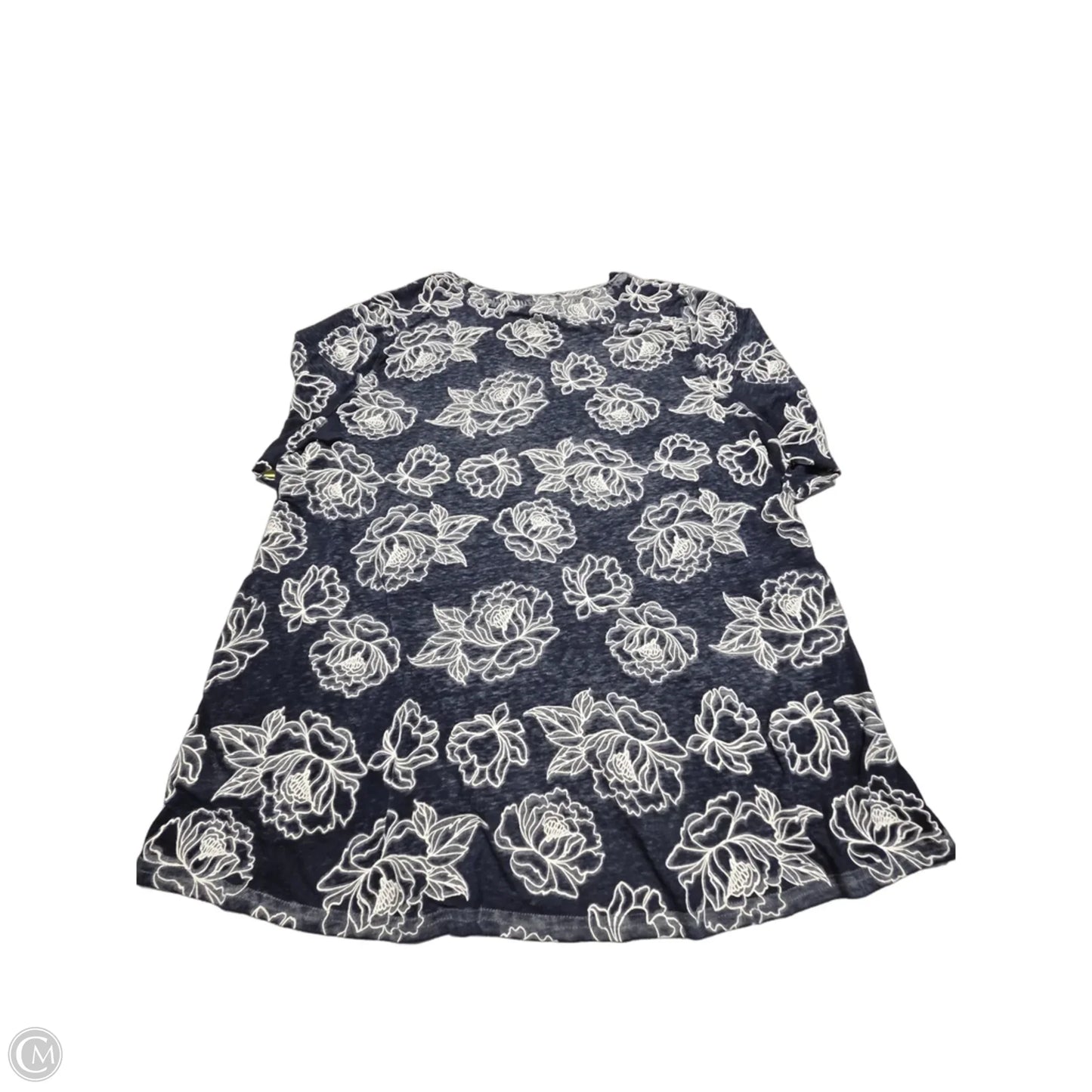 Top 3/4 Sleeve By C And C In Blue & White, Size: 3x
