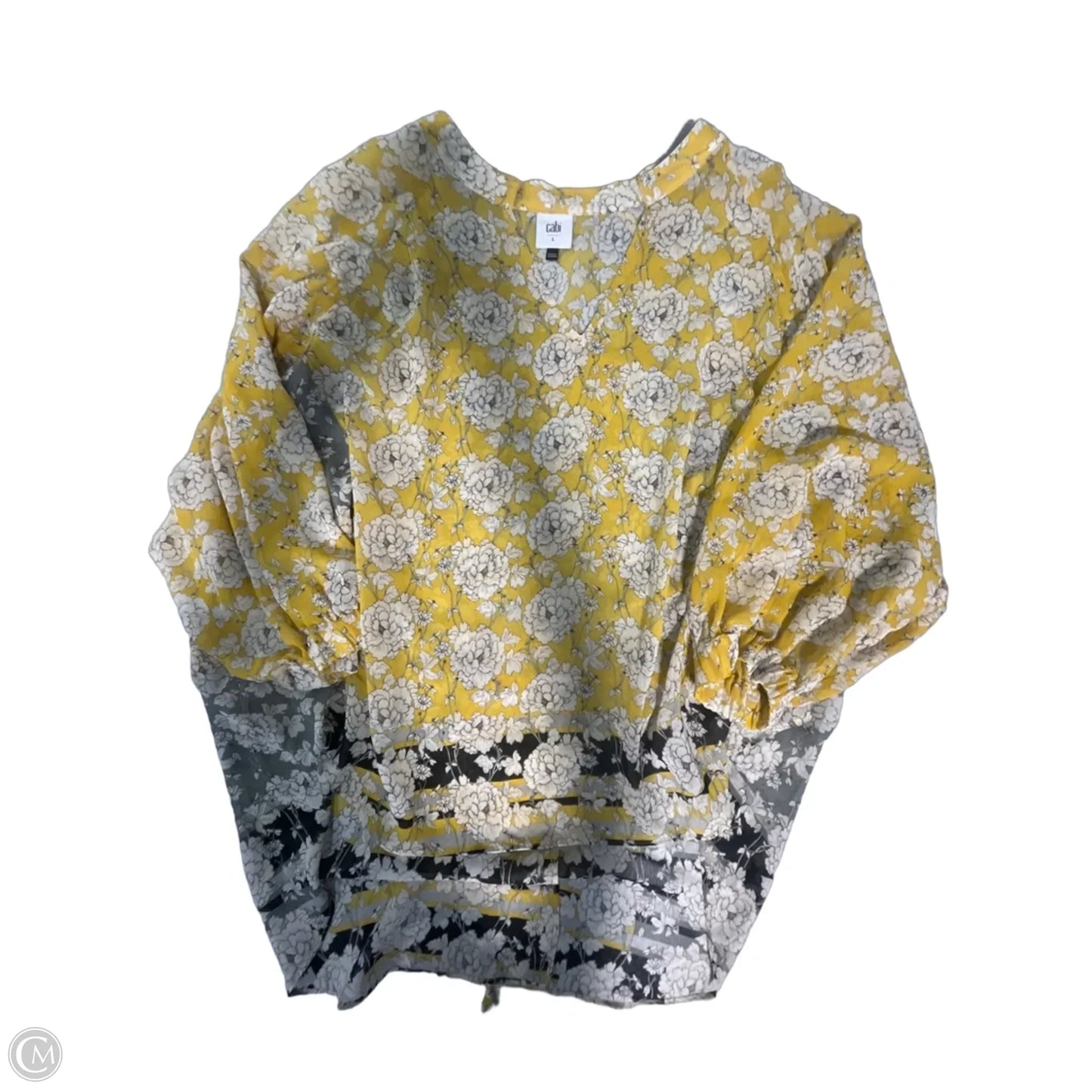 Blouse Long Sleeve By Cabi In Yellow, Size: L