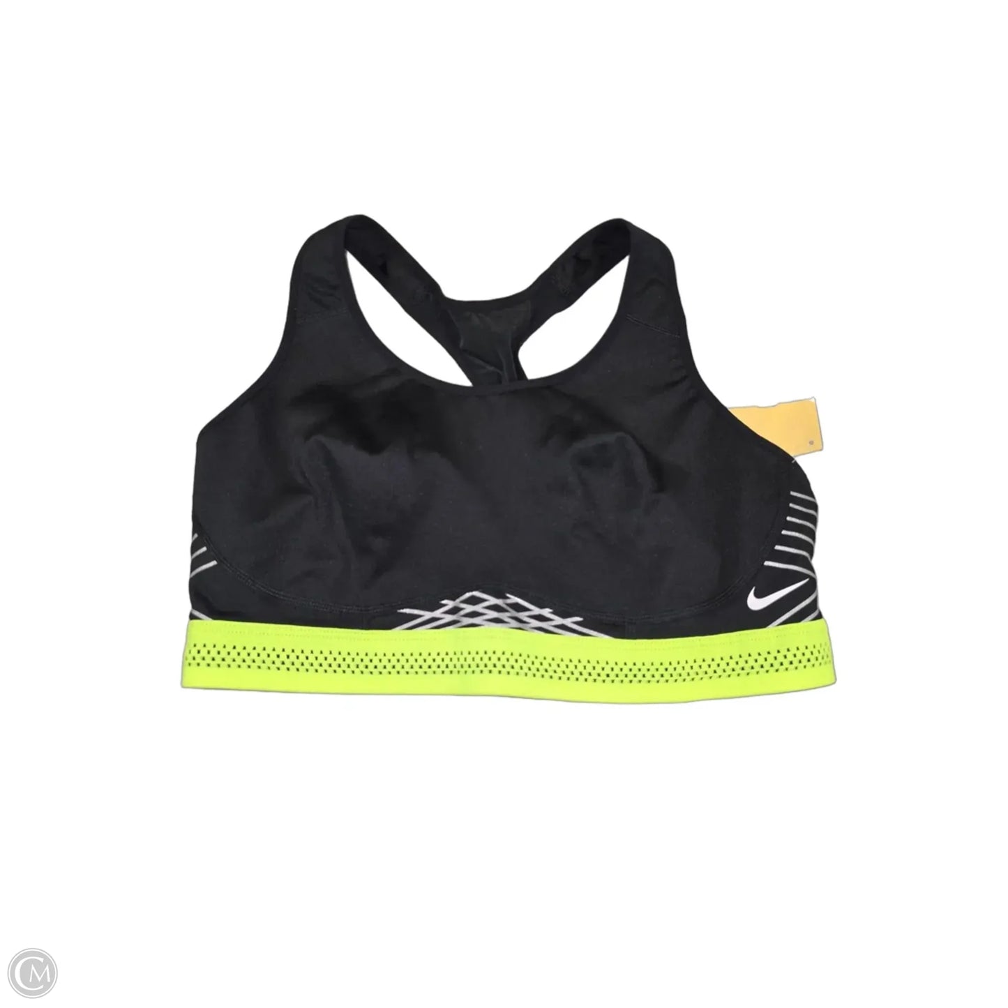 Athletic Bra By Nike In Black & Yellow, Size: L