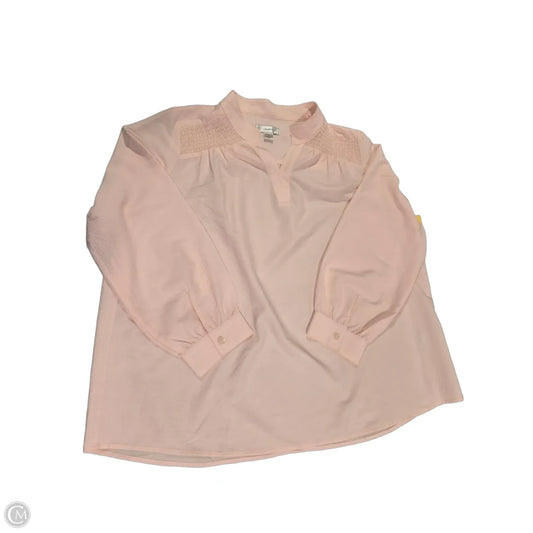Blouse Long Sleeve By Cj Banks In Pink, Size: 1x