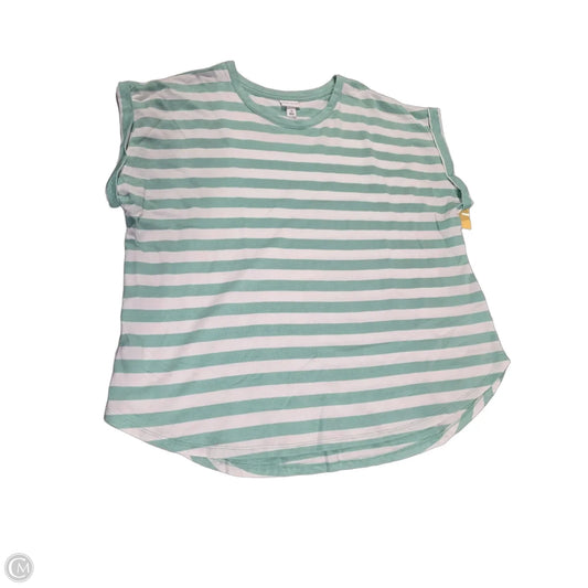 Top Short Sleeve By Ava & Viv In Cream & Green, Size: 2x