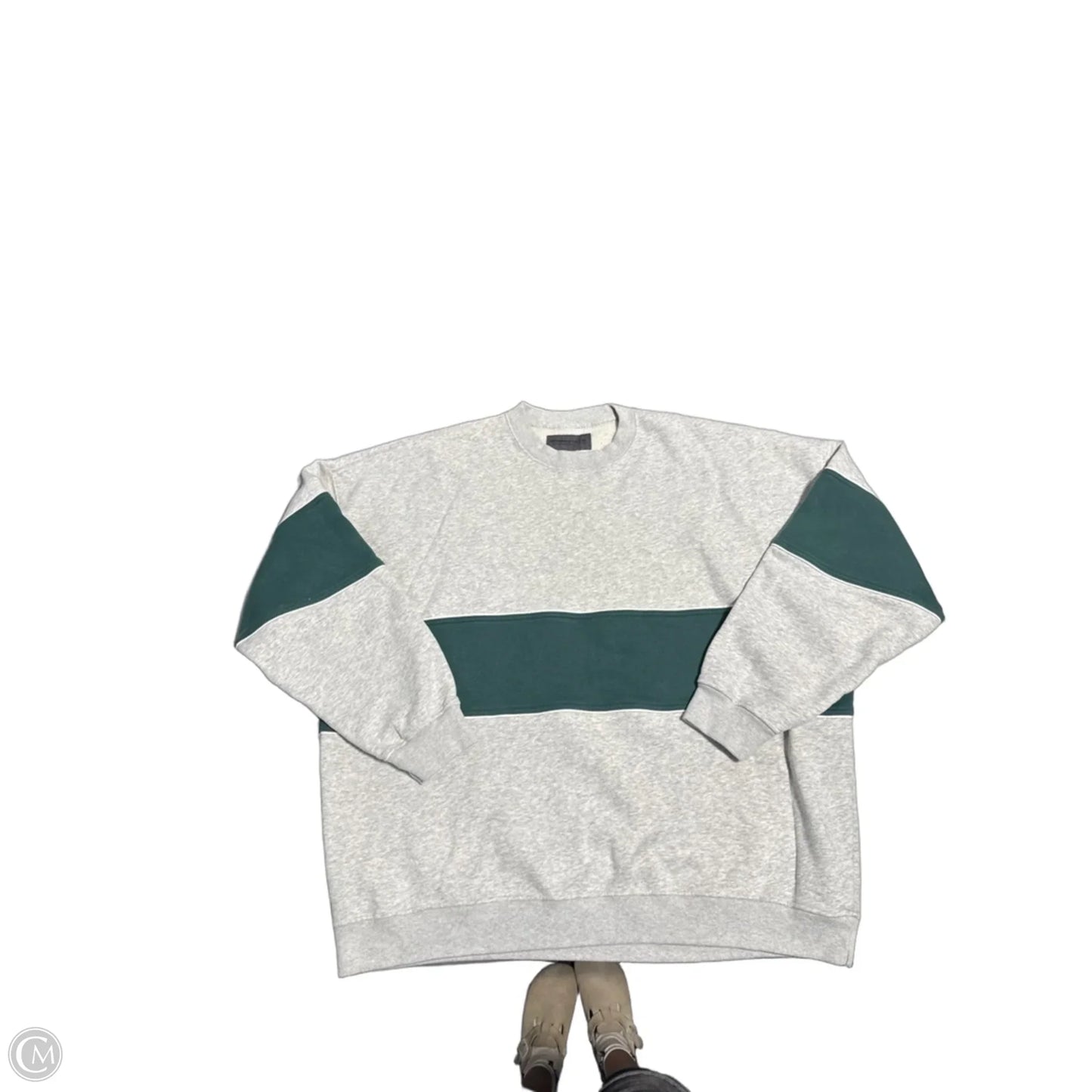Sweatshirt Crewneck By Abercrombie And Fitch In Green & Grey, Size: 2x