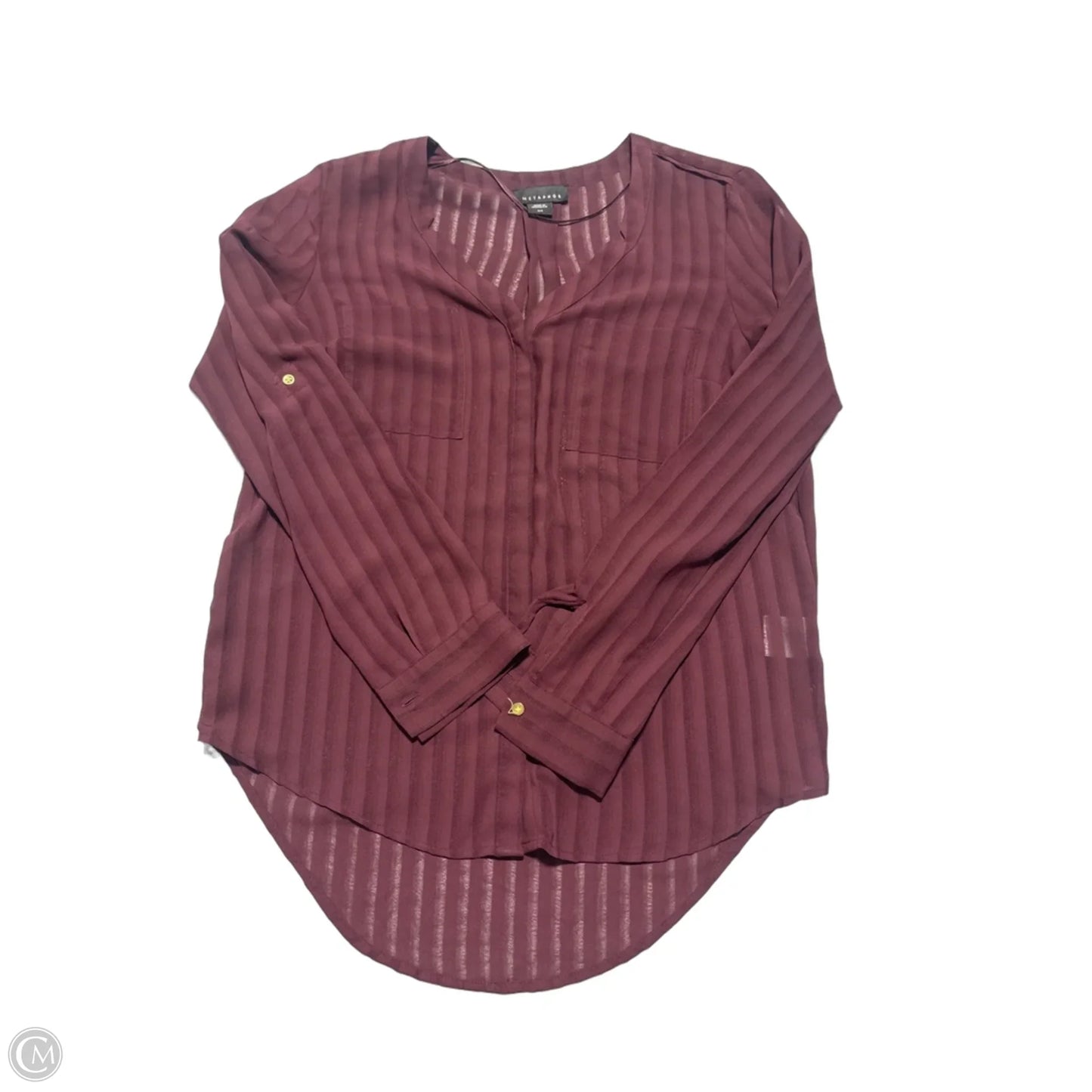 Blouse Long Sleeve By Metaphor In Maroon, Size: S