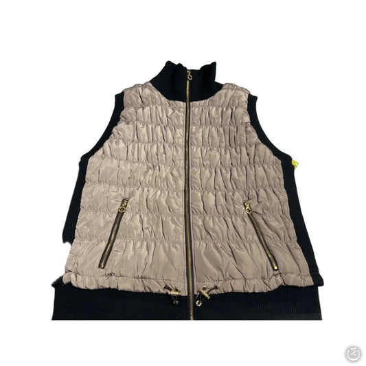 Vest Puffer & Quilted By Calvin Klein In Black & Tan, Size: 1x