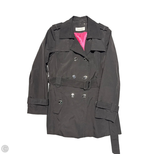 Coat Trench Coat By Calvin Klein In Black, Size: M