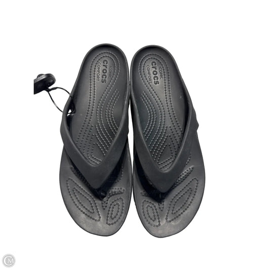 Sandals Flip Flops By Crocs In Black, Size: 10