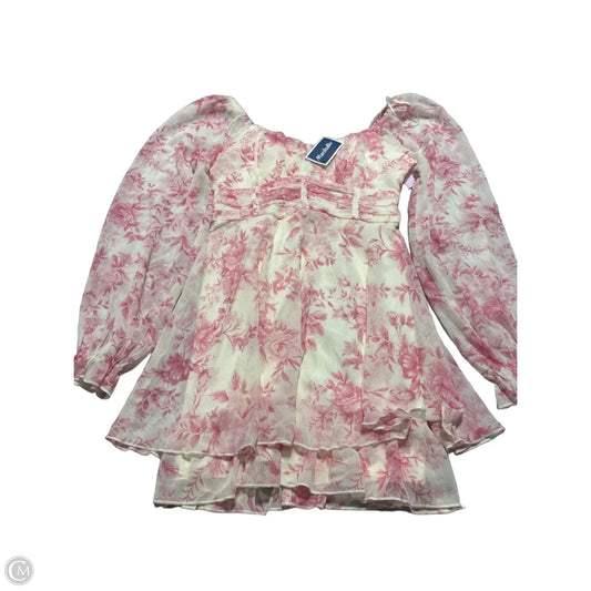 Dress Casual Short By Cmc In Cream & Pink, Size: M