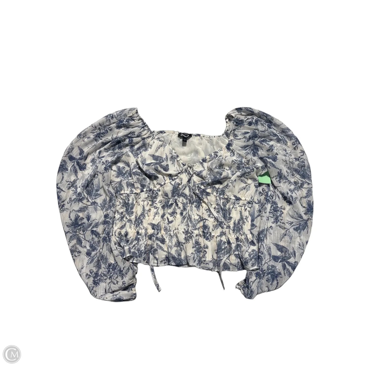 Top Long Sleeve By Express In Blue & White, Size: M