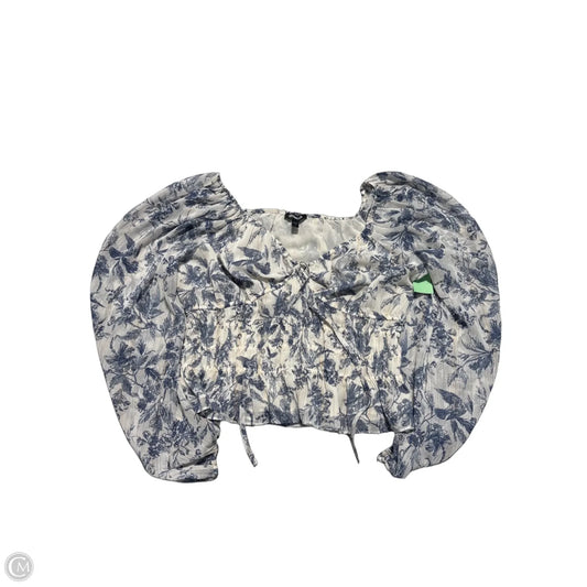 Top Long Sleeve By Express In Blue & White, Size: M