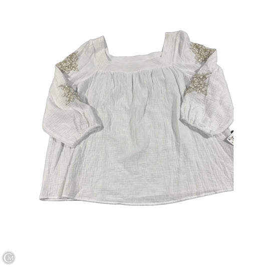 Top Long Sleeve By Jm Collections In White, Size: Xl