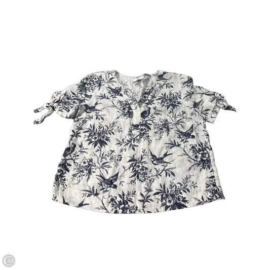 Top Short Sleeve By Charter Club In Blue & White, Size: L