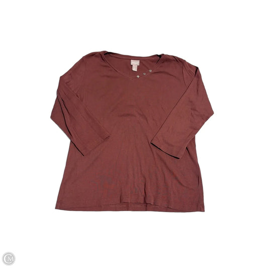 Top 3/4 Sleeve By Chicos In Brown, Size: L