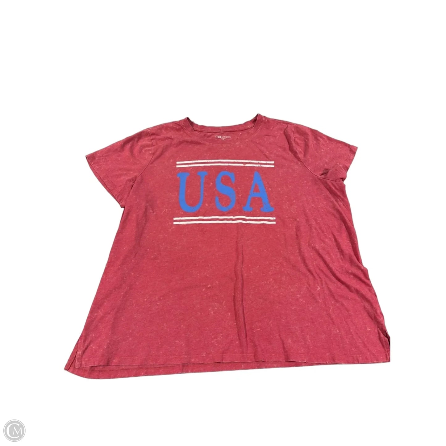 Top Short Sleeve By Maurices In Red, Size: 1x