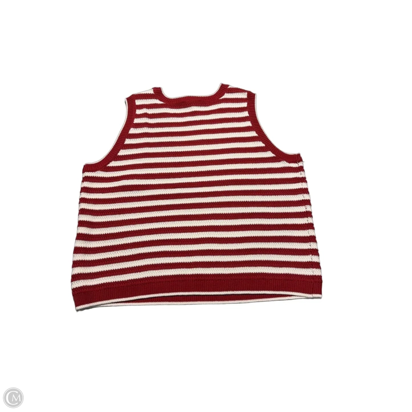 Vest Sweater By Nine West In Red & White, Size: 1x