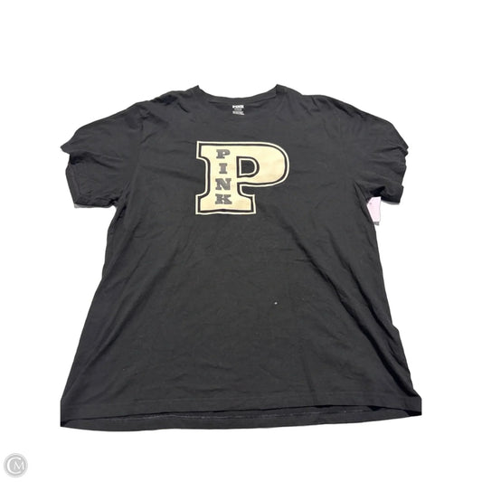 Top Short Sleeve By Pink In Black, Size: L