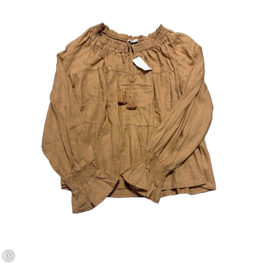 Top Long Sleeve By American Eagle In Brown, Size: L