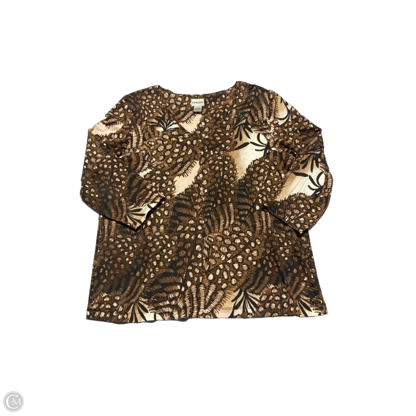 Blouse Long Sleeve By Chicos In Animal Print, Size: Xl