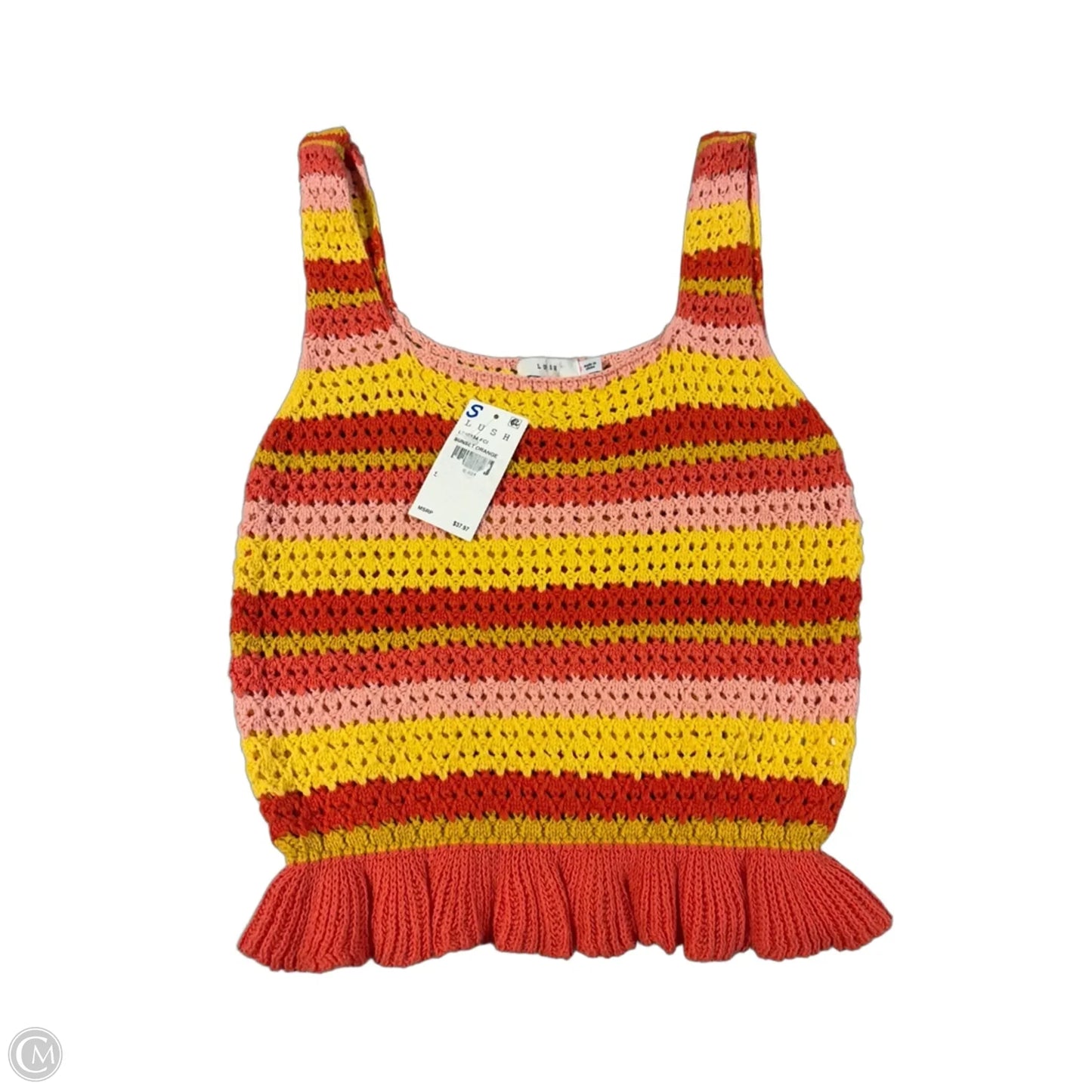 Tank Top By Lush In Orange & Yellow, Size: S