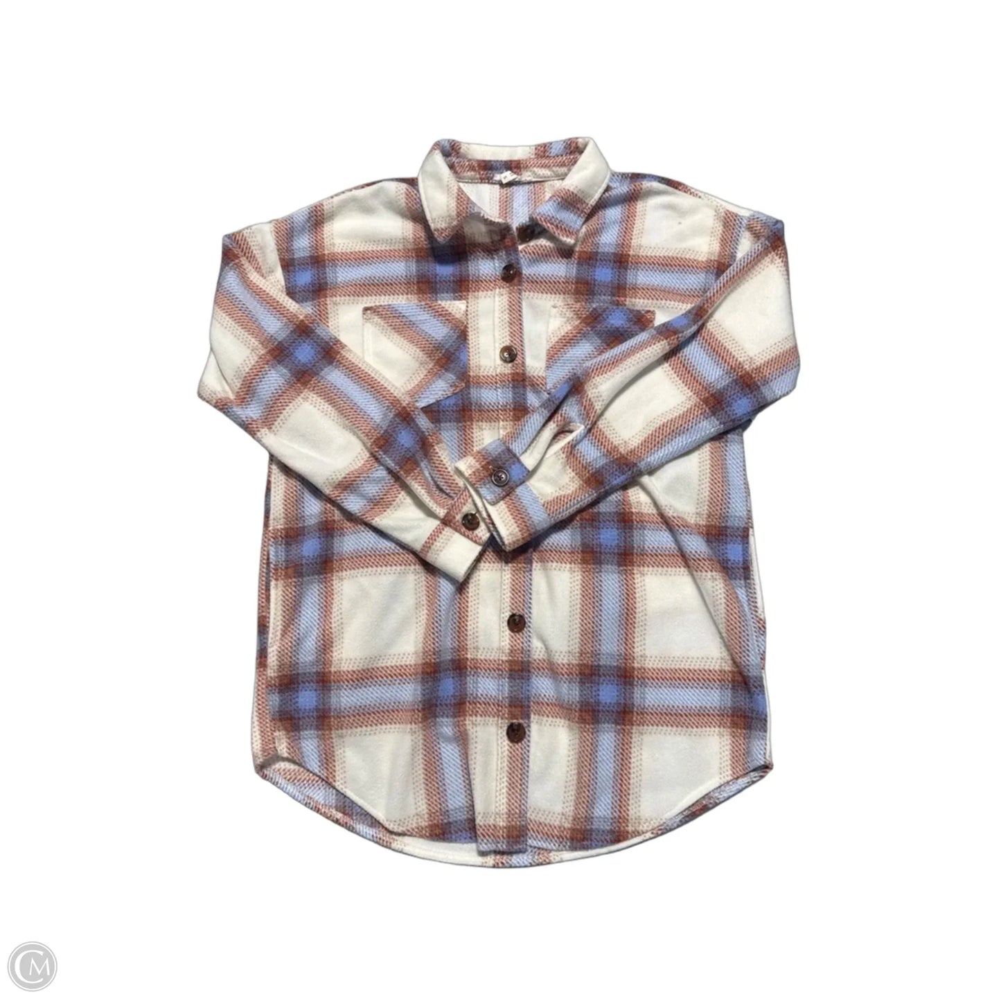 Top Long Sleeve By Maurices In Plaid Pattern, Size: S