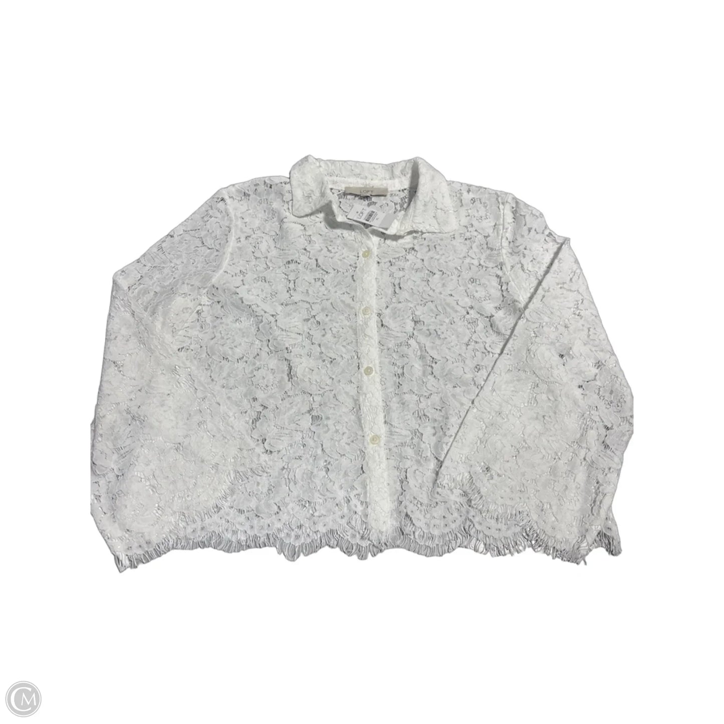 Top Long Sleeve By Loft In White, Size: Xl