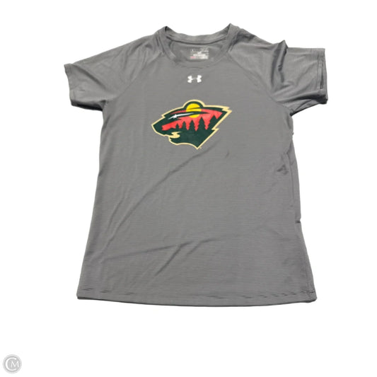 Top Short Sleeve By Under Armour In Grey & White, Size: M