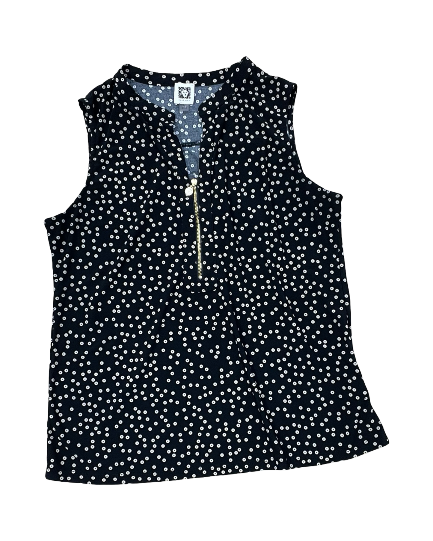 Top Sleeveless By Anne Klein In Black & Tan, Size:M