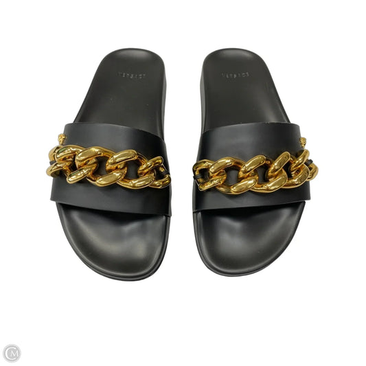 Sandals Luxury Designer By Versace In Black, Size: 6.5