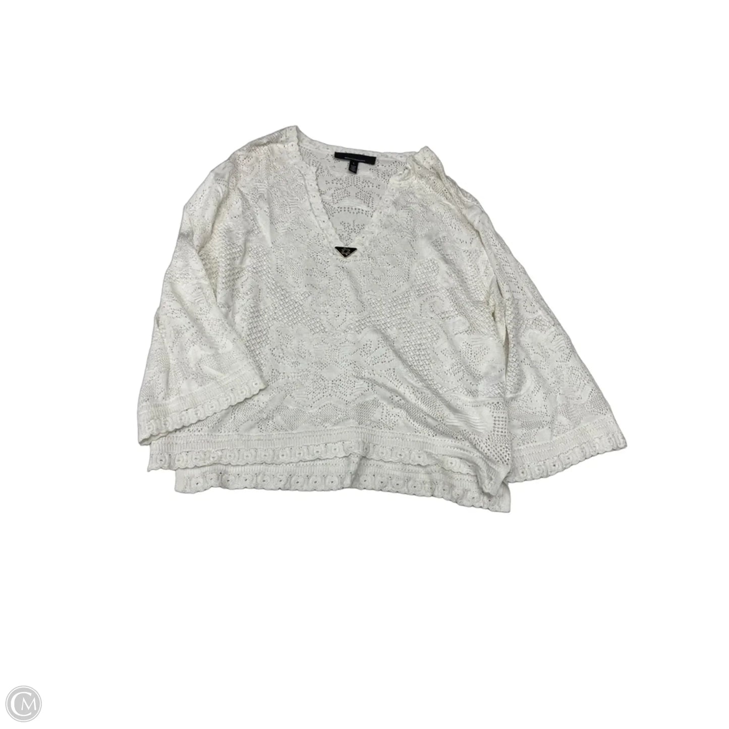 Top Long Sleeve By White House Black Market In Ivory, Size: L